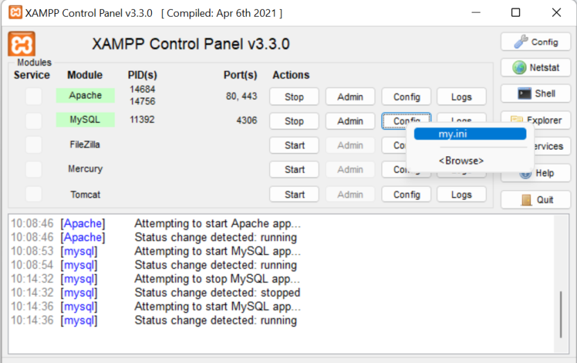 Xampp Control Panel